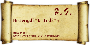 Hrivnyák Irén névjegykártya